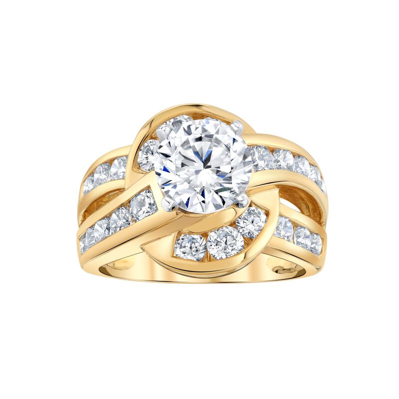 Round Lab Grown Diamond 3 1/2ctw. Multi Row Swirl Channel Engagement Ring in 14k Yellow Gold image number null